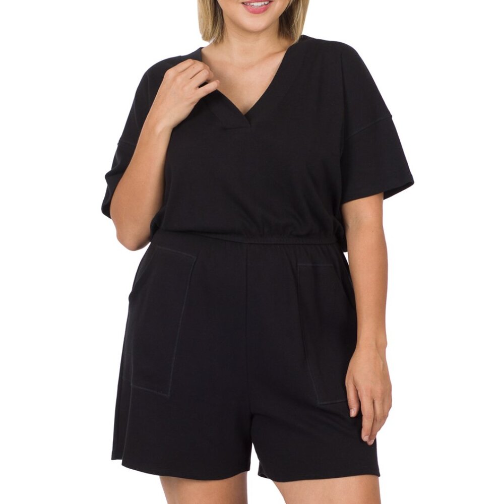 ROMPER V-NECK WITH POCKETS
